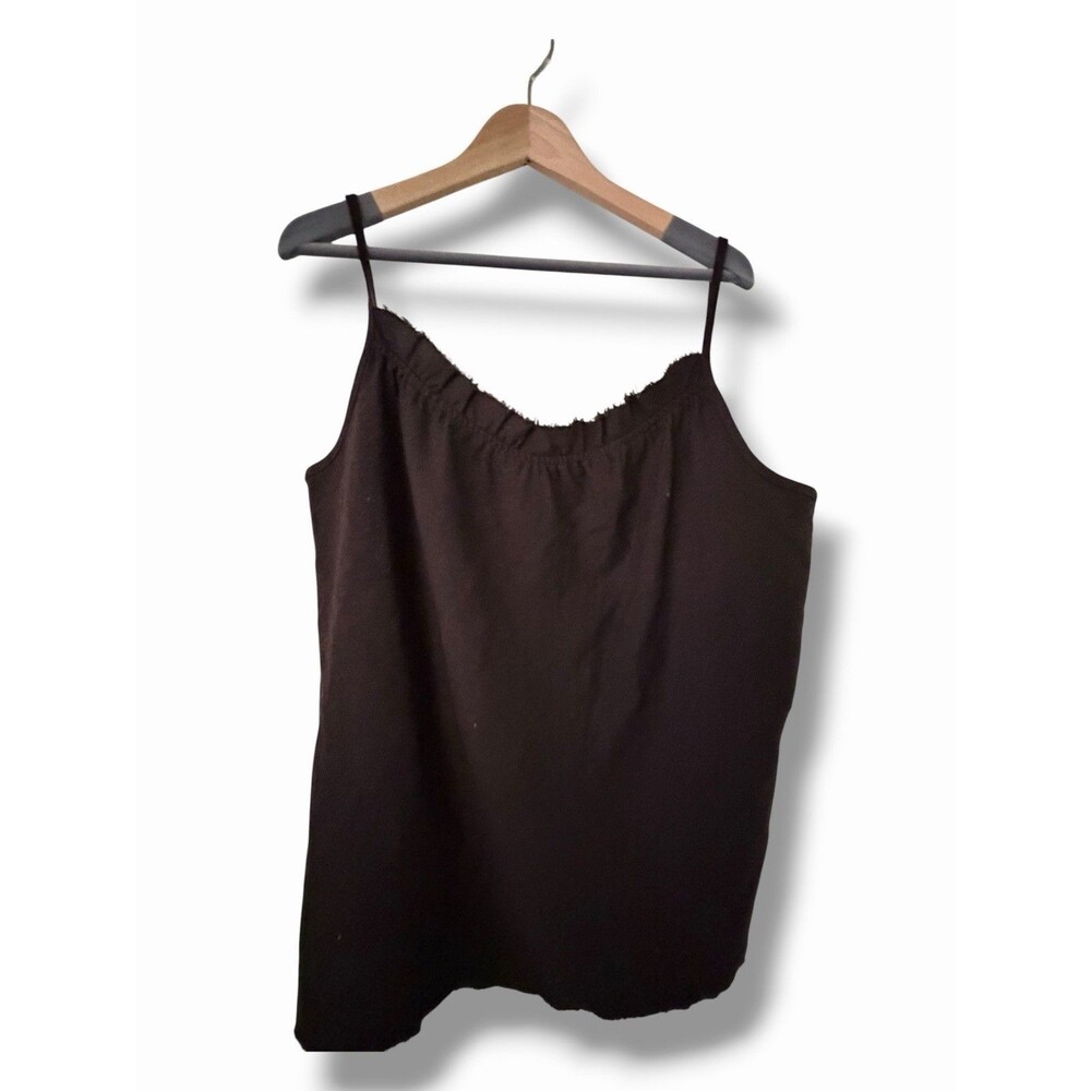 EILEEN FISHER Polished Flannel Choco V-Neck Cami Tank Top XL NWOT $118